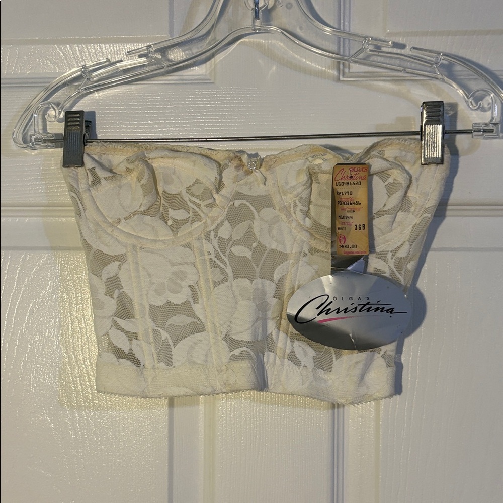 Vintage Christina White Floral Lace lingerie bralette underwear